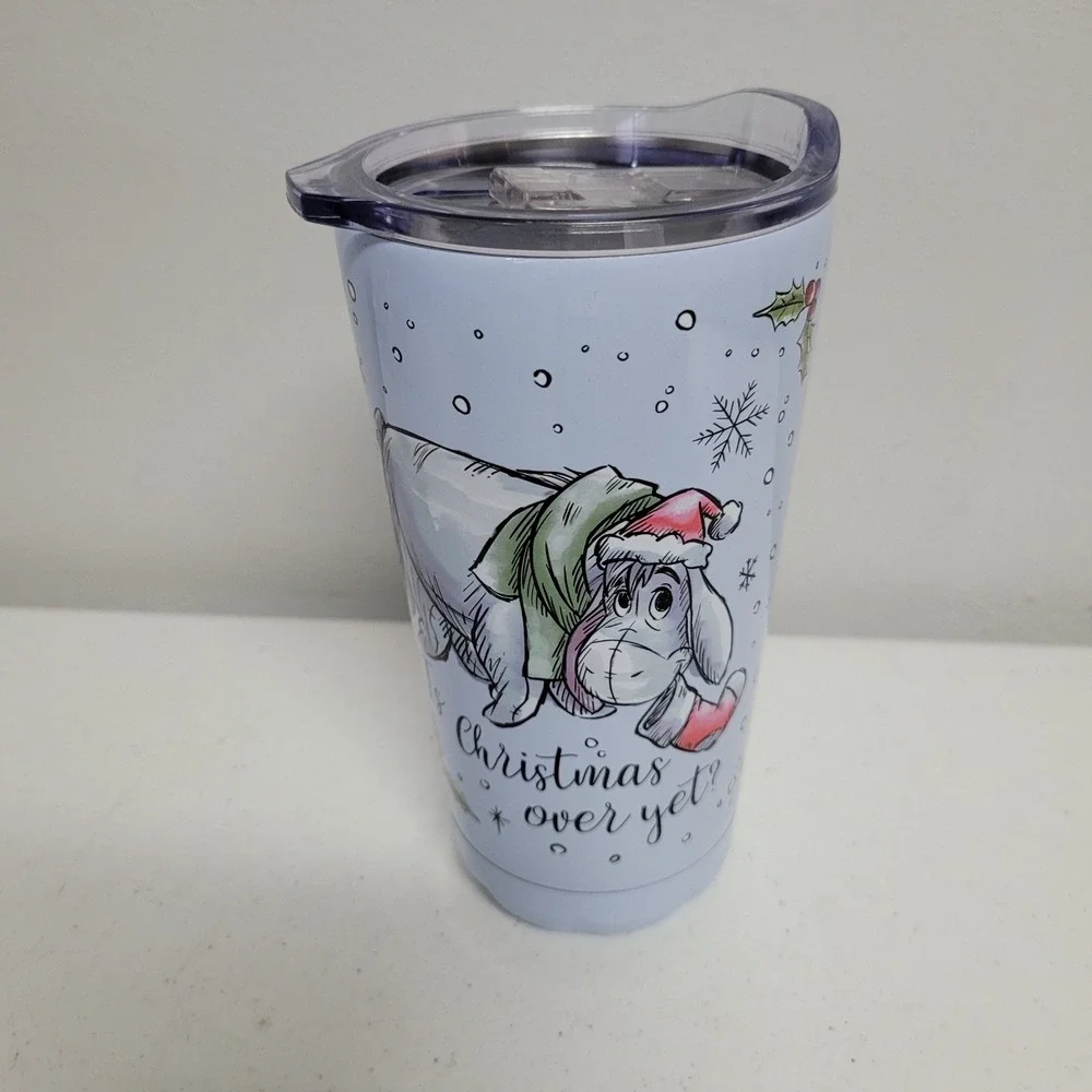 Disney Eeyore Christmas Over Yet Stainless Steel Tumbler Cup 20oz Holiday Lid